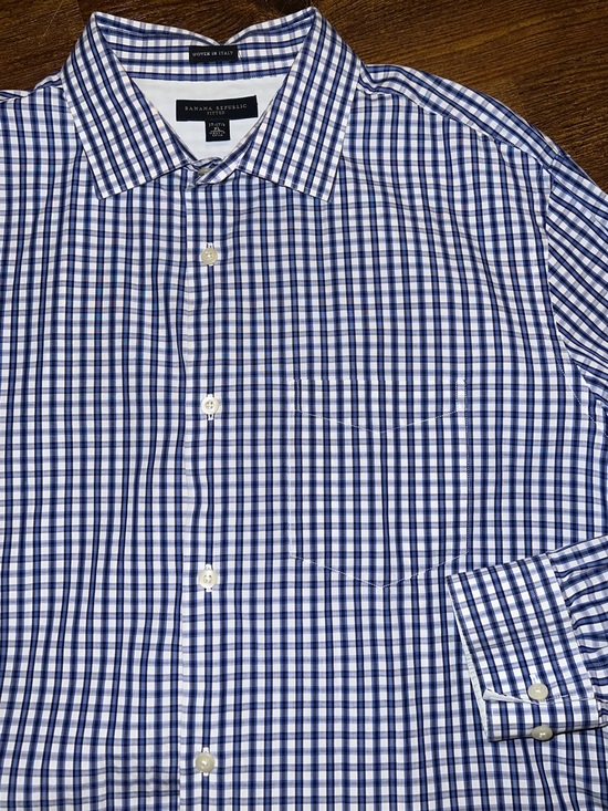 Banana Republic Other - Banana Republic Gingham Classic Blue White Preppy Button Up Shirt Size XL